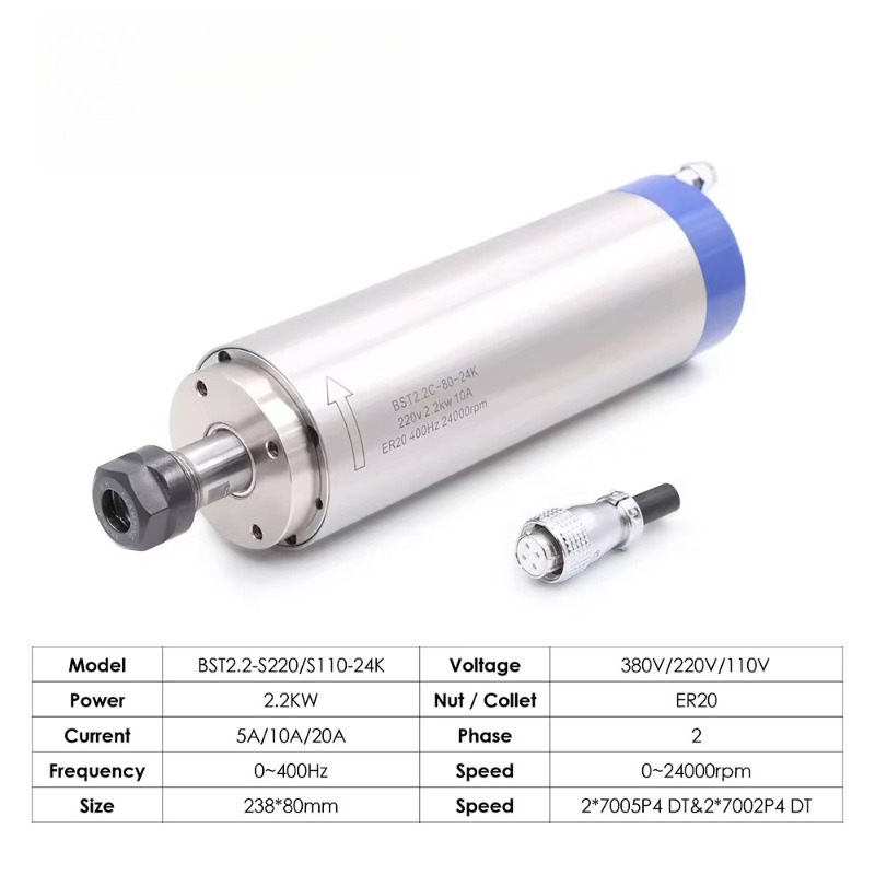 2.2KW ER20 水冷式スピンドルモーター、80×230 - Cnc Spindle Motor のレビューと価格