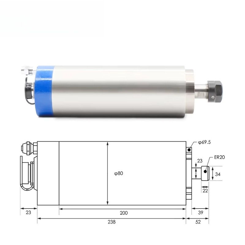 2.2KW ER20 水冷式スピンドルモーター、80×230 - Cnc Spindle Motor のレビューと価格