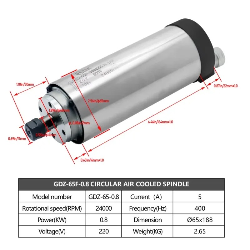 24000RPMの円筒型水冷スピンドルモーター、800W、E - Cnc Spindle Motor のレビューと価格