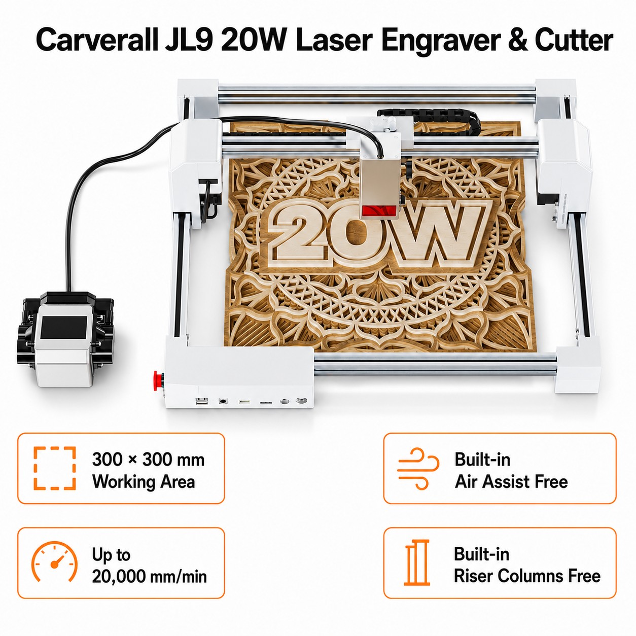 Carverall JL9 20W レーザー彫刻機・カッター - Industrial Laser Engraver のレビューと価格